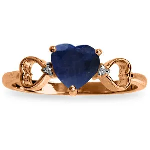 1.01 Carat 14K Solid Rose Gold Tri Heart Sapphire Diamond Ring