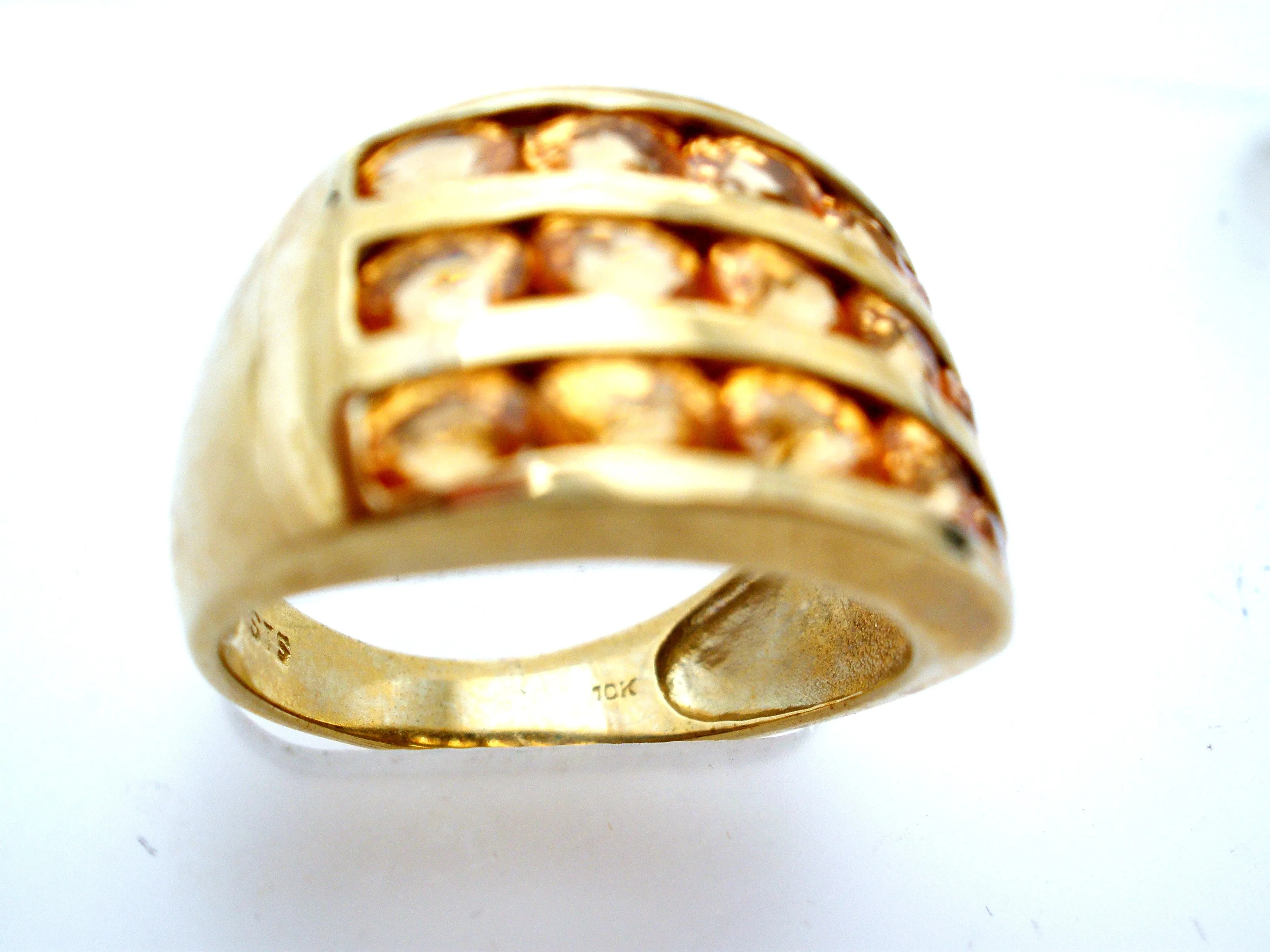 10K Yellow Gold Ring with Citrine Gems