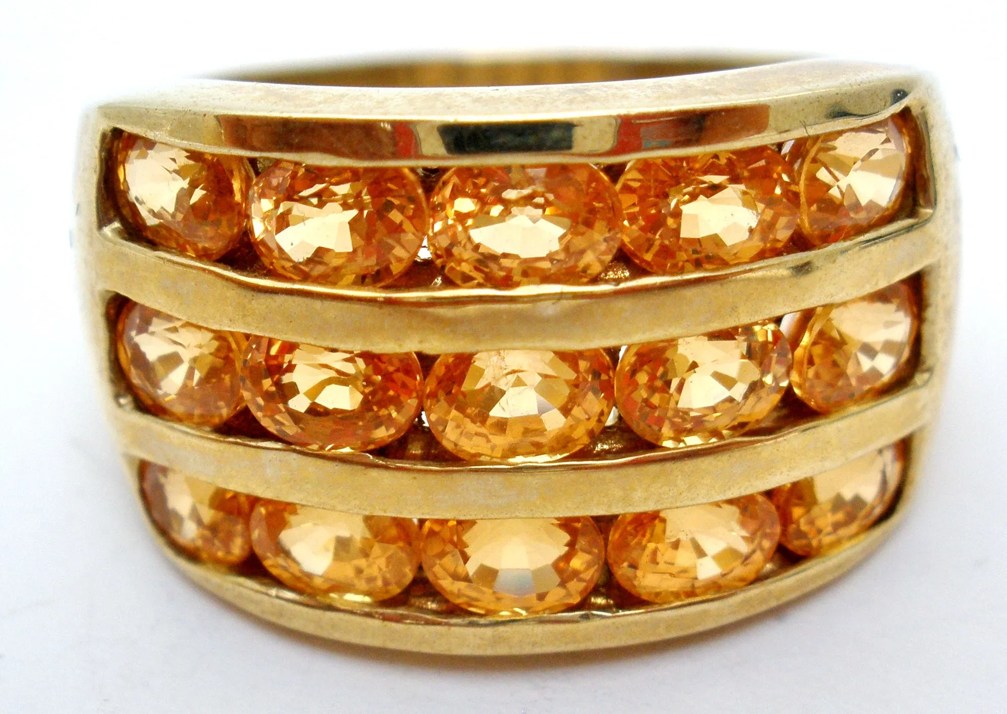 10K Yellow Gold Ring with Citrine Gems