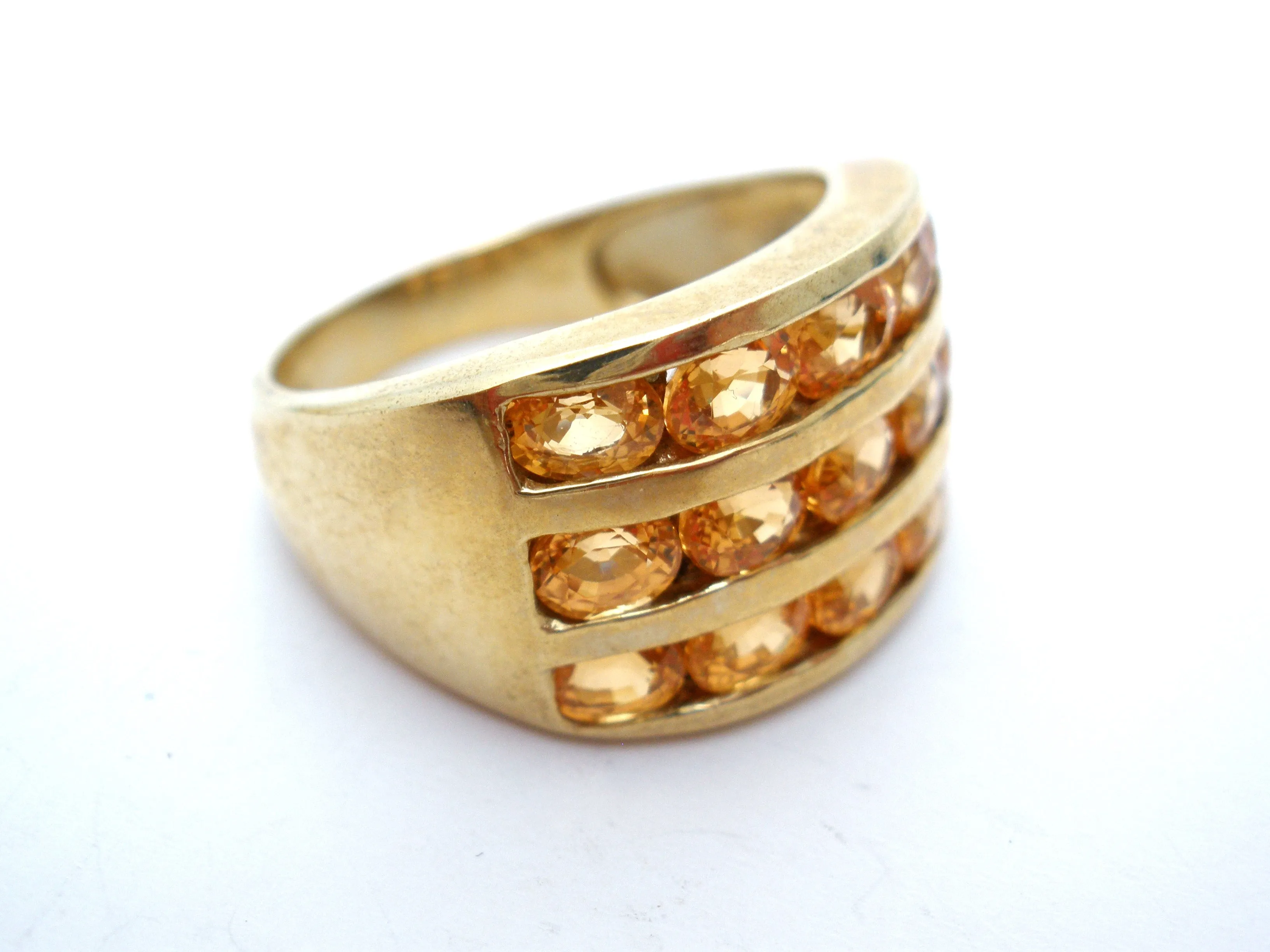 10K Yellow Gold Ring with Citrine Gems