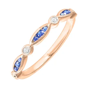 10Kt Rose Gold Diamond 1/20Ctw & Sapphire 1/5Ctw Ring