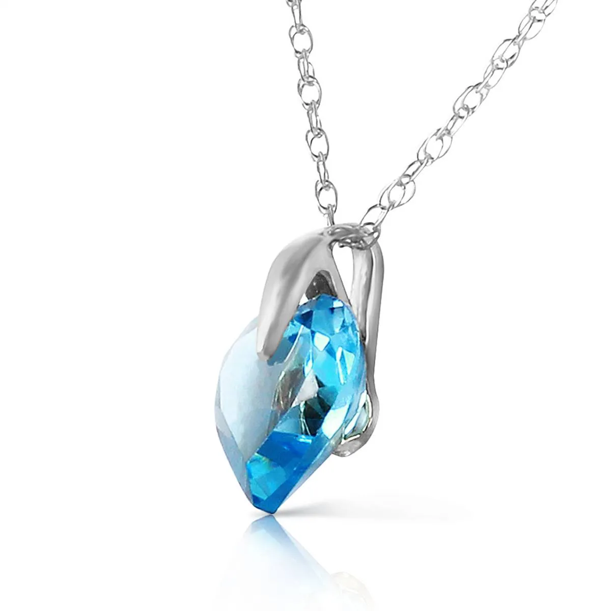 1.15 Carat 14K Solid White Gold Hope Is Life Blue Topaz Necklace