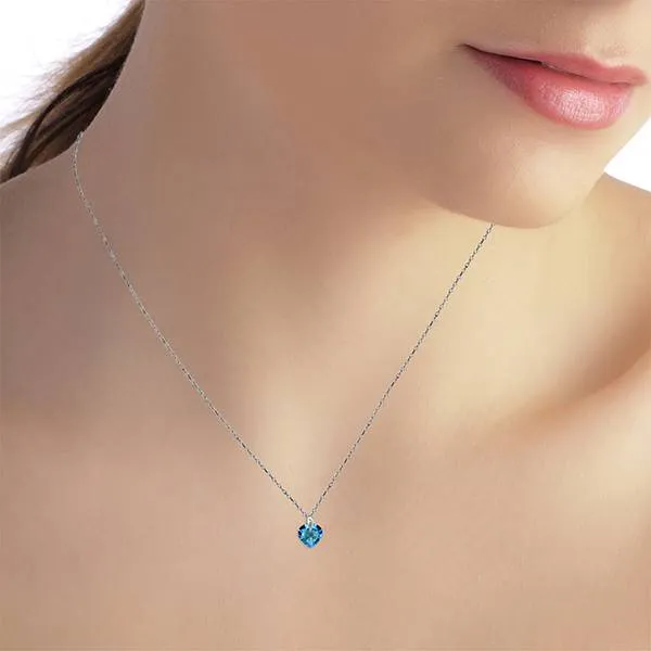 1.15 Carat 14K Solid White Gold Hope Is Life Blue Topaz Necklace