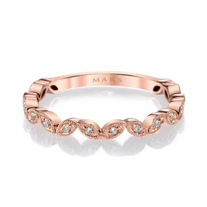 14K Rose Gold 0.09ct. Diamond Milgrain Detailing Stackable Fashion Ring