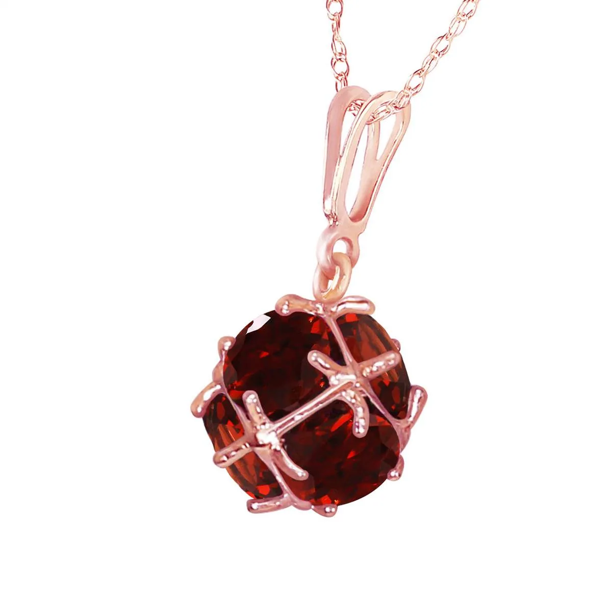 14K Solid Rose Gold Garnet Necklace Gemstone Genuine Royal