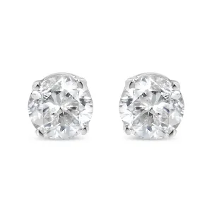 14K White Gold 1/6 Cttw Round Brilliant-Cut Diamond Classic 4-Prong Stud Earrings (L-M Color, I1-I2 Clarity)