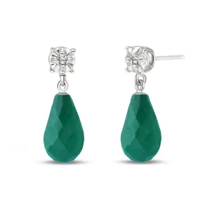 17.66 Carat 14K Solid White Gold Stud Earrings Diamond Emerald