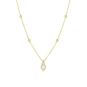 18K Yellow Gold Diamond Loop Pendant Necklace