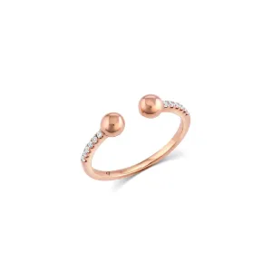 18kt Rose Gold Diamond Double Ball Open Ring