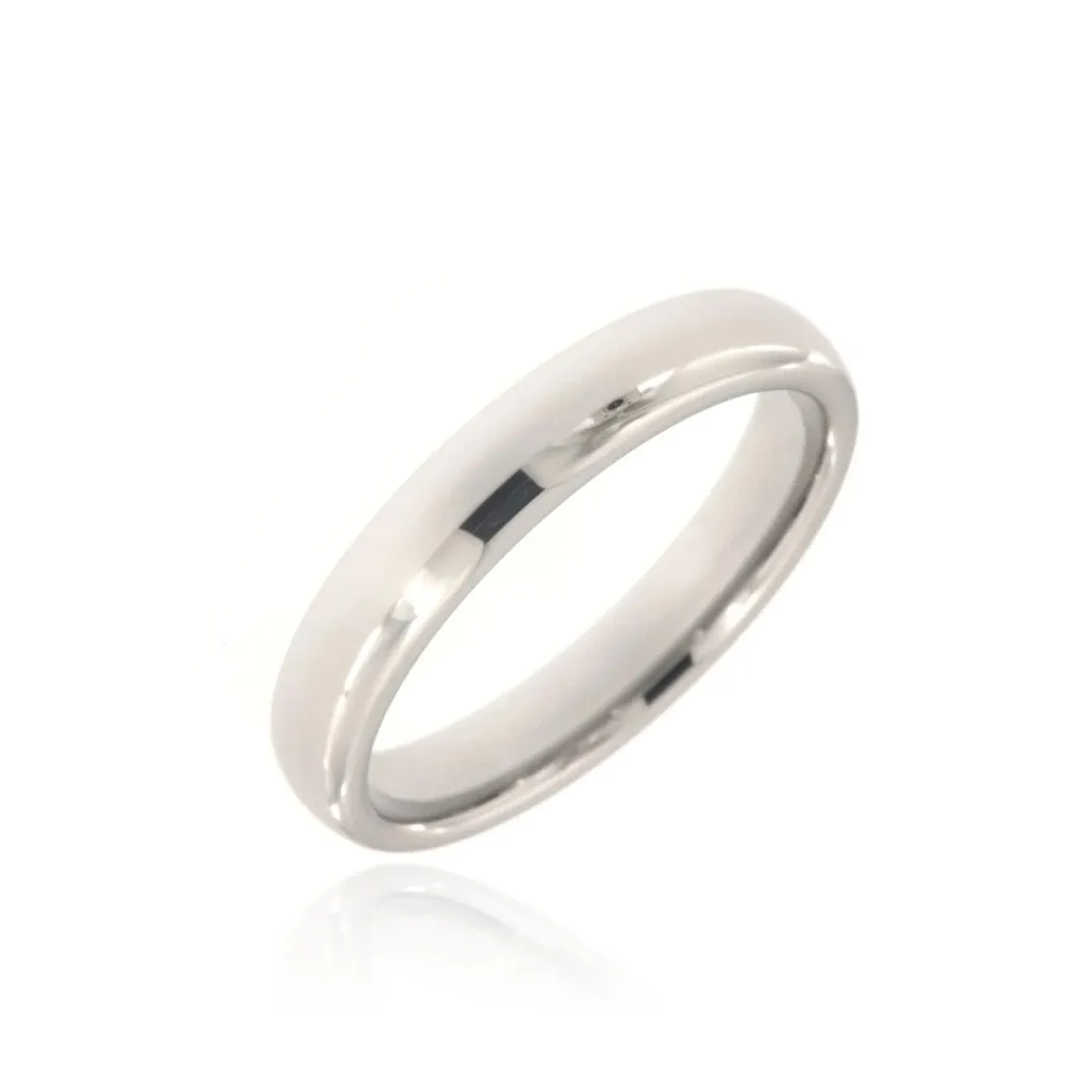 4mm Heavy Tungsten Carbide Men's Ring With High Polish Finish, Half Round Comfort Fit - FREE Personalization