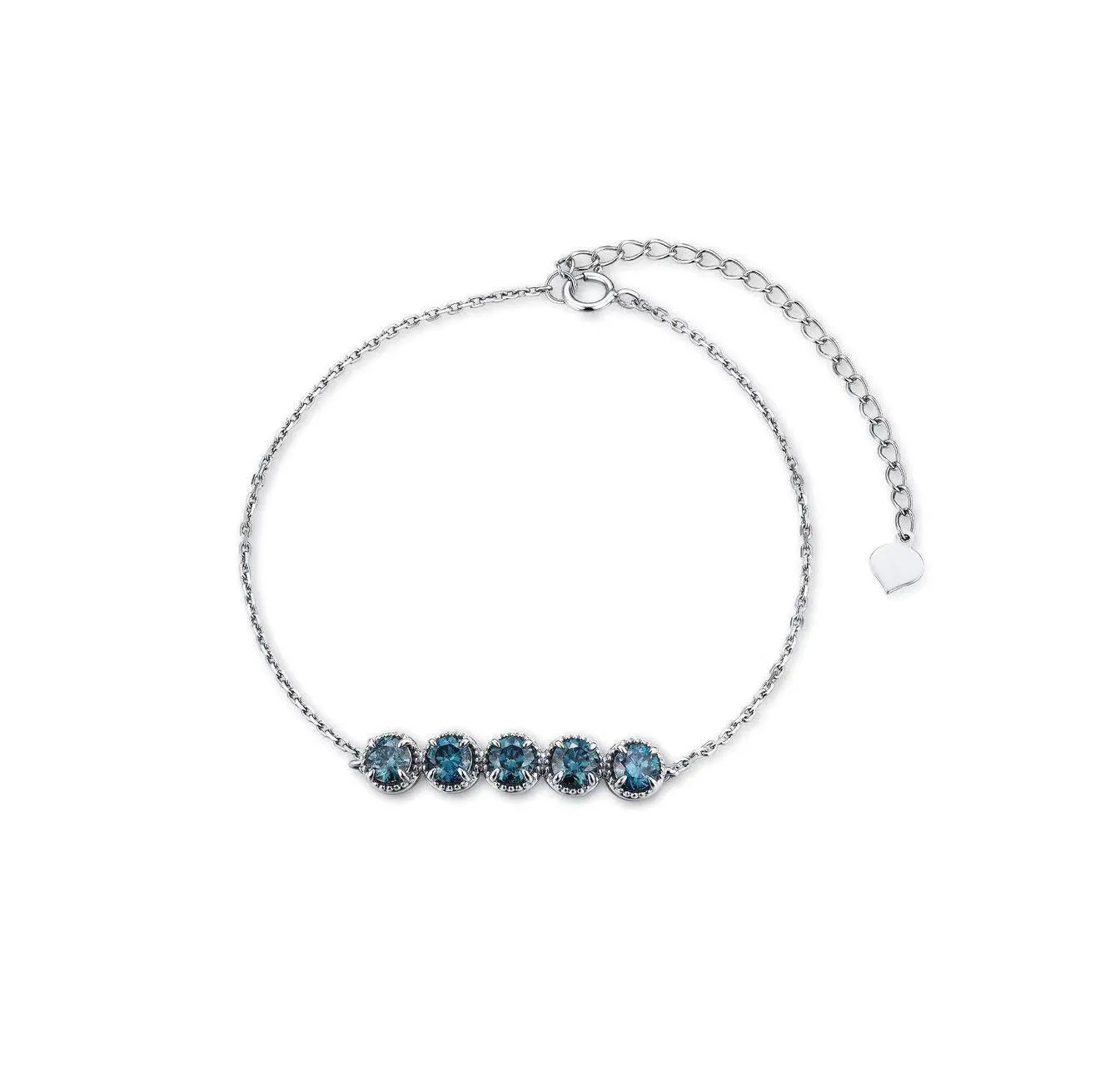 5 Stone Blue Diamond Bracelet