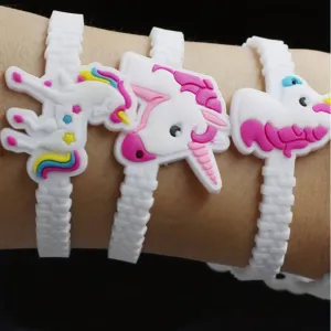 5pcs Plastic Unicorn Slap Bracelets for Magical Birthday Parties