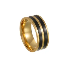 8MM Gold-Plated Titanium Steel Men's Ring - Cross-Border Europe and US Edition