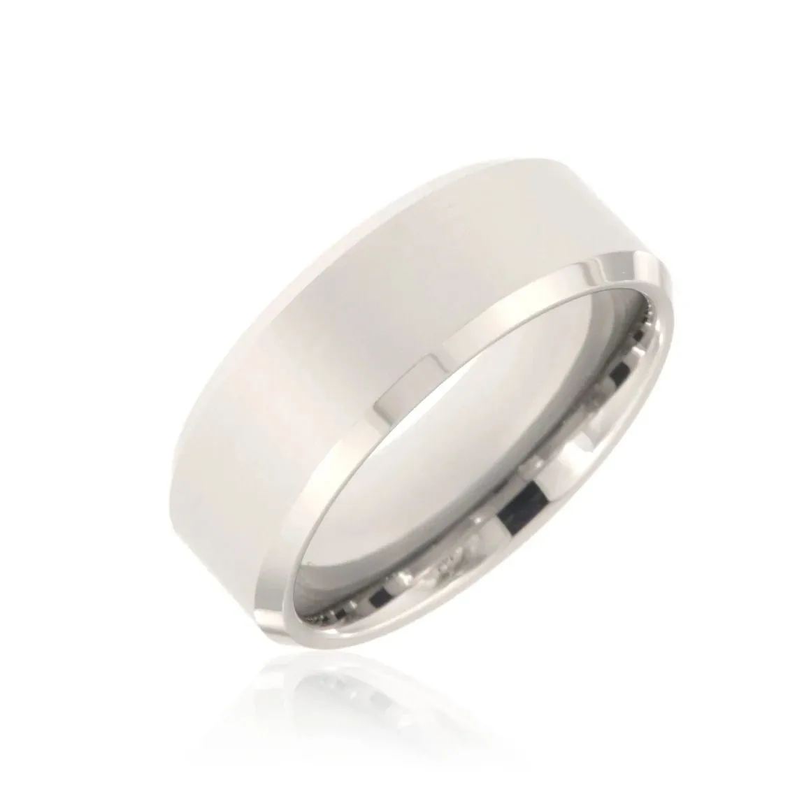 8mm Heavy Tungsten Carbide Men's Ring With High Polish Finish And Beleved Edges - FREE Personalization