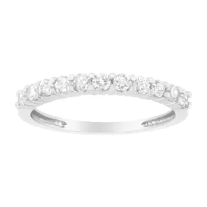 .925 Sterling Silver 1/2 cttw Shared Prong-Set Brilliant Round-Cut Diamond 11 Stone Band Ring (I-J Color, SI2-I1 Clarity)