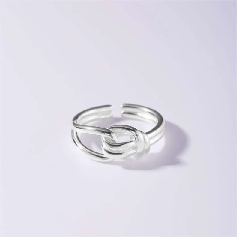 925 Sterling Silver Rope Knot Bandage Plain Ring