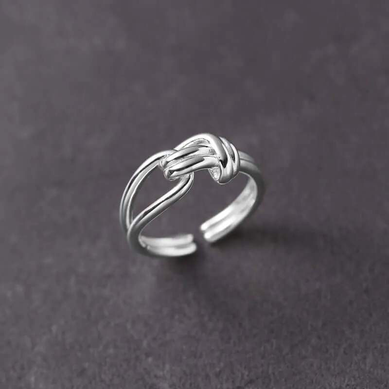 925 Sterling Silver Rope Knot Bandage Plain Ring