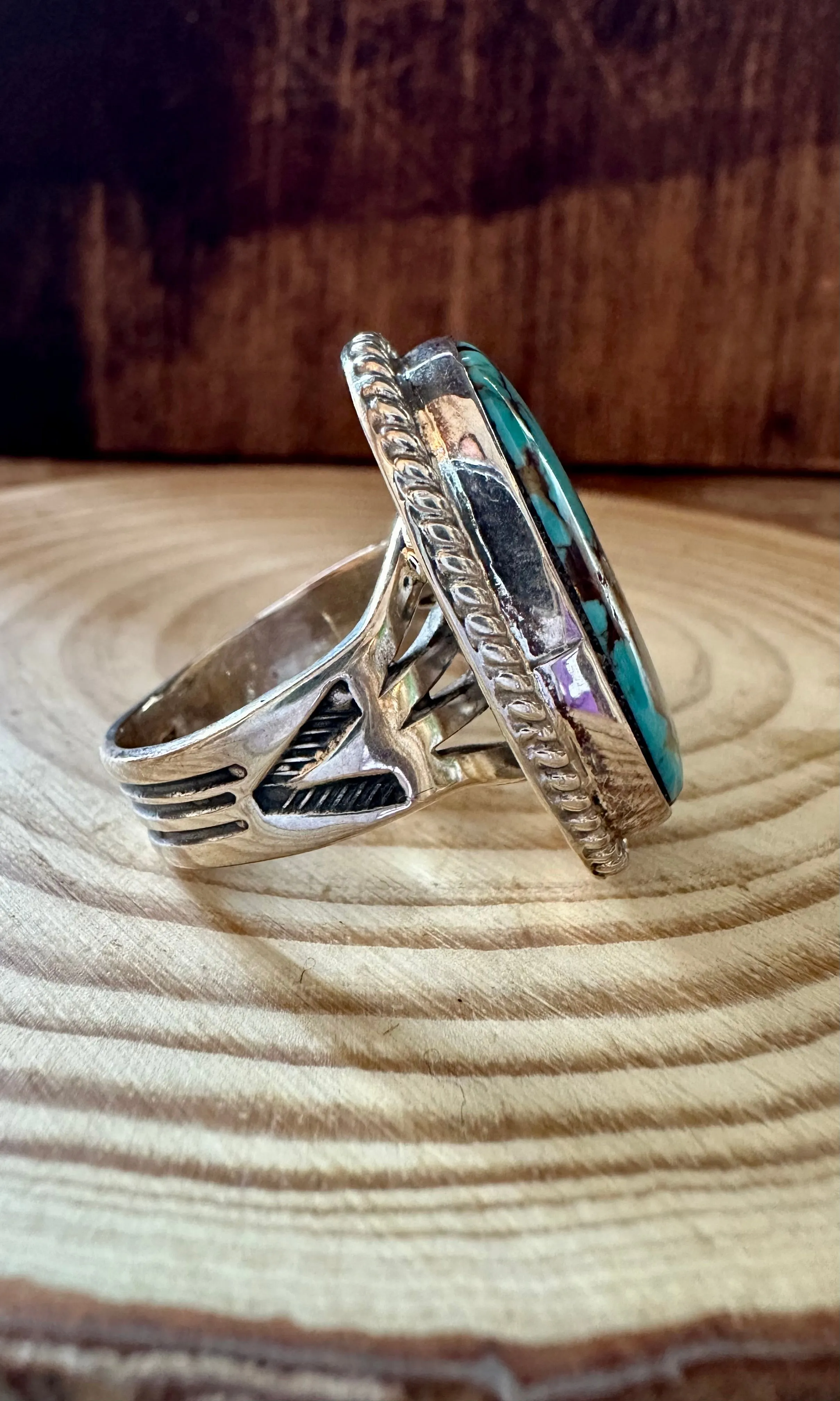 ALVERY SMITH Handmade Sterling Silver and Turquoise Ring • Size 10 1/2