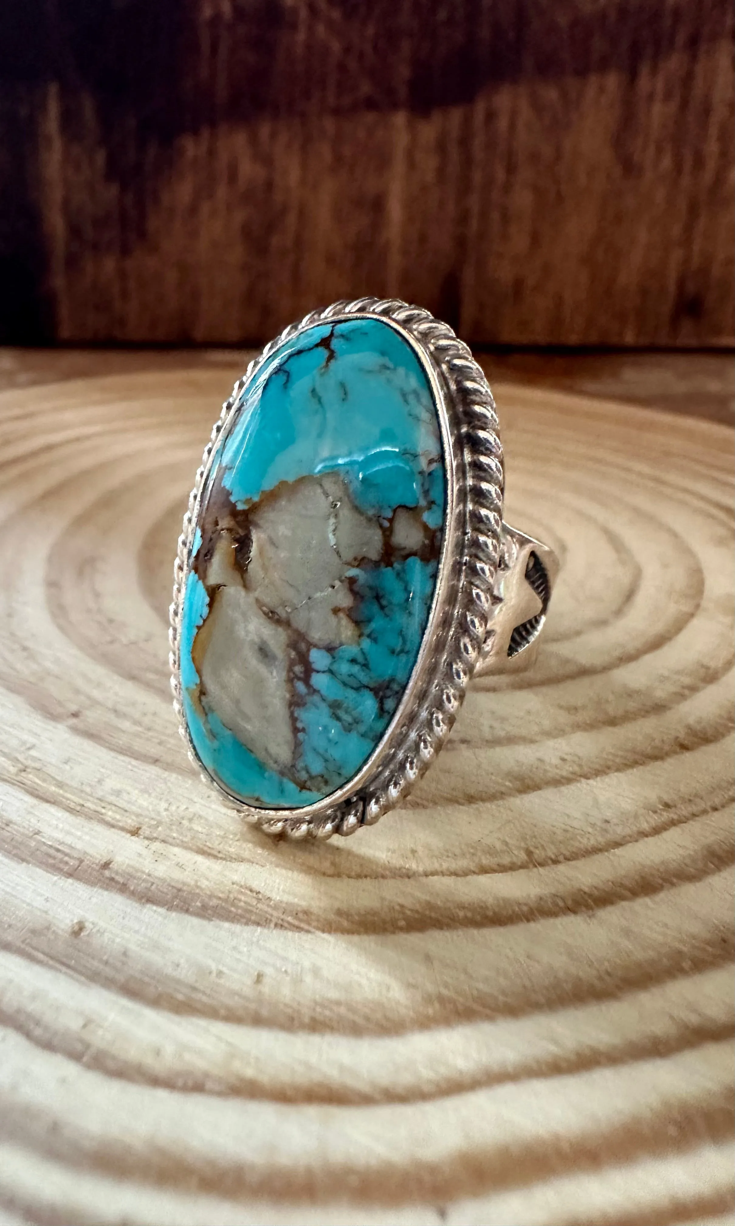 ALVERY SMITH Handmade Sterling Silver and Turquoise Ring • Size 10 1/2