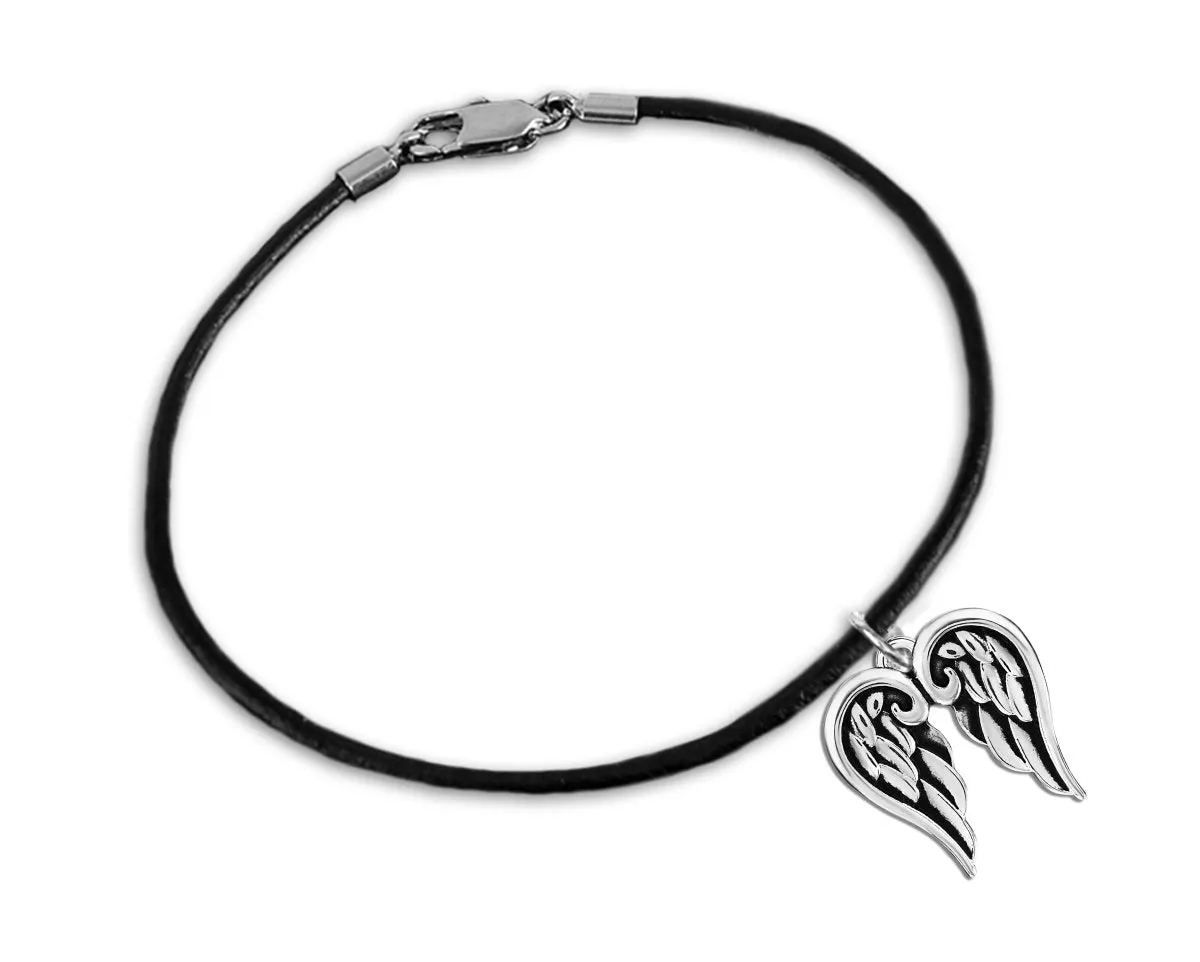 Angel Wings Religious Black Cord Bracelets