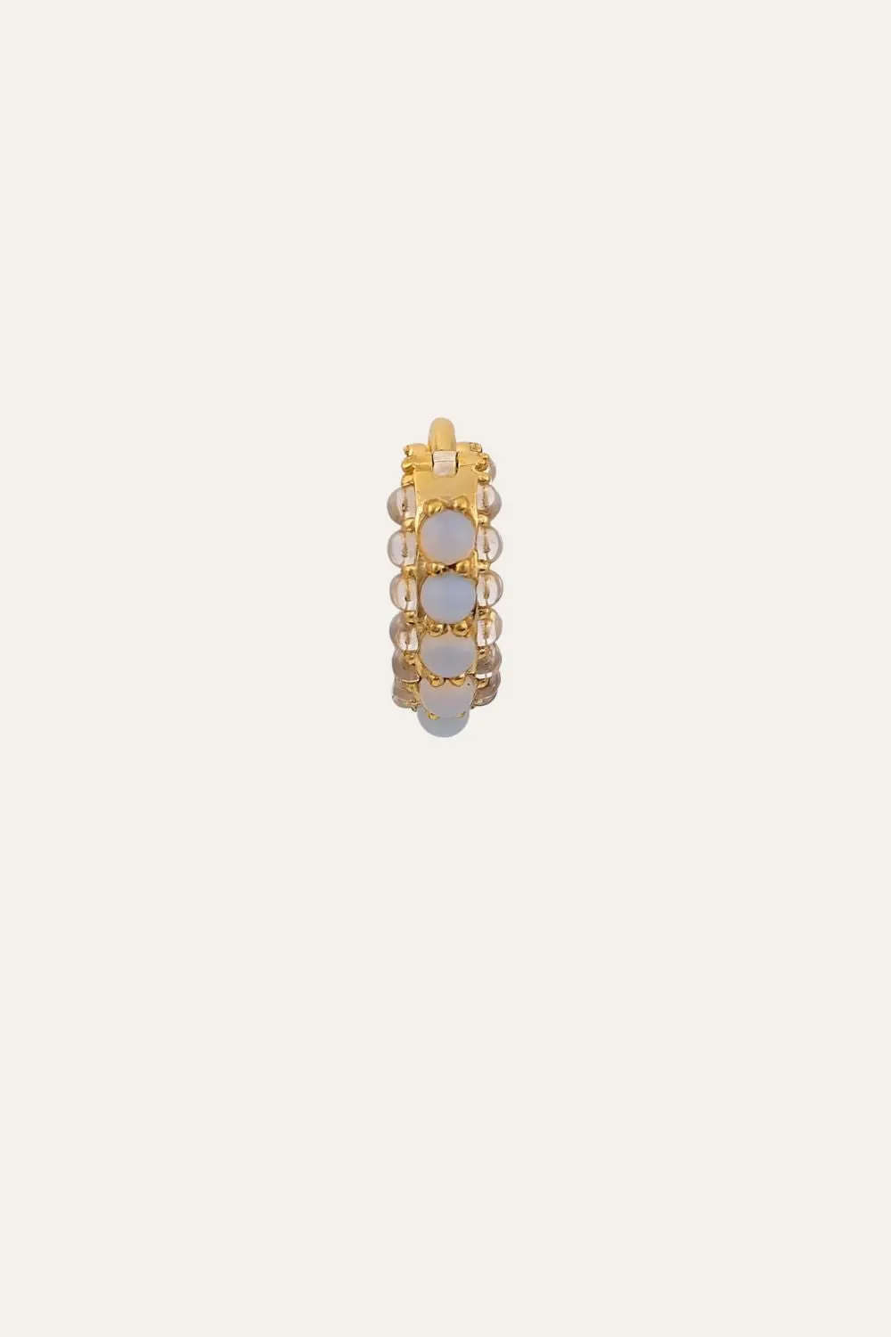 Barrel white cz & opal gold vermeil huggie