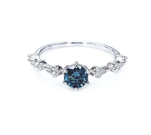 Blue and White Diamond Ring