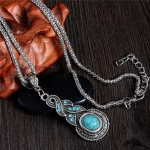 Bohemian Style Natural Stone Pendant Necklace for Women