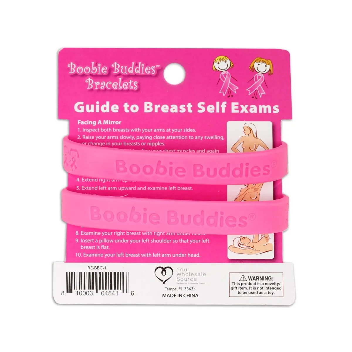 Boobie Buddies Breast Cancer Awareness Bracelet Counter Display (12 Cards)