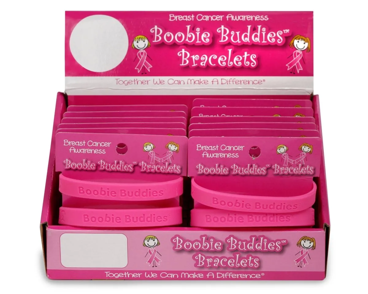 Boobie Buddies Breast Cancer Awareness Bracelet Counter Display (12 Cards)