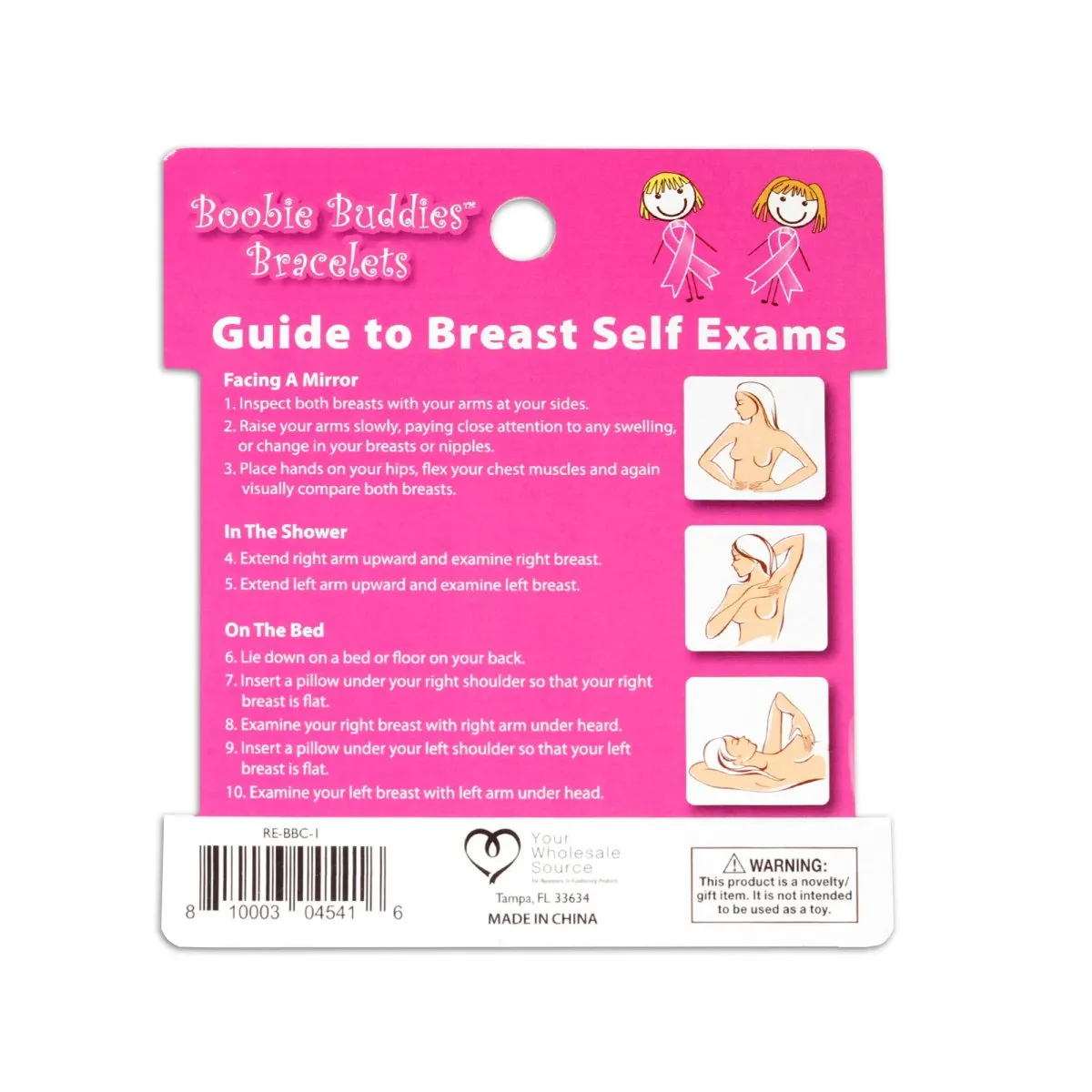 Boobie Buddies Breast Cancer Awareness Bracelet Counter Display (12 Cards)