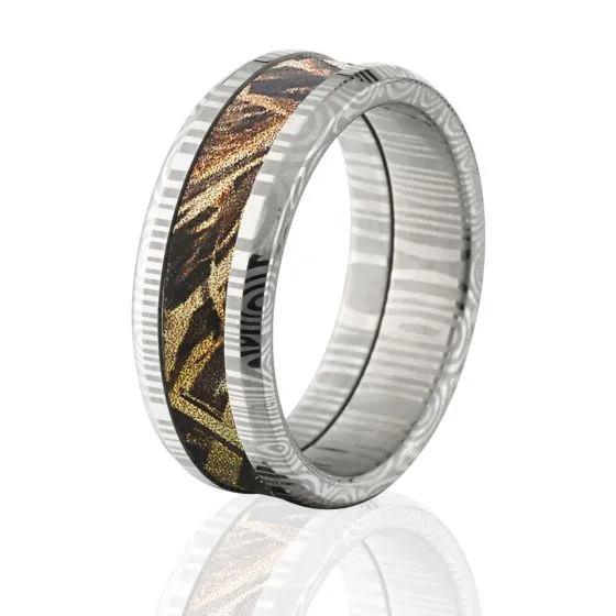 Damascus Max 5 Camo Wedding Rings, Guys Max 5 Camo Bands