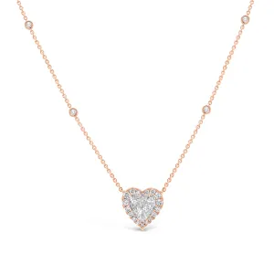 Diamond Heart Pendant Necklace with Halo