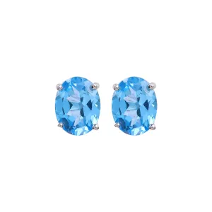 Earrings - Swiss Blue Topaz Round Studs