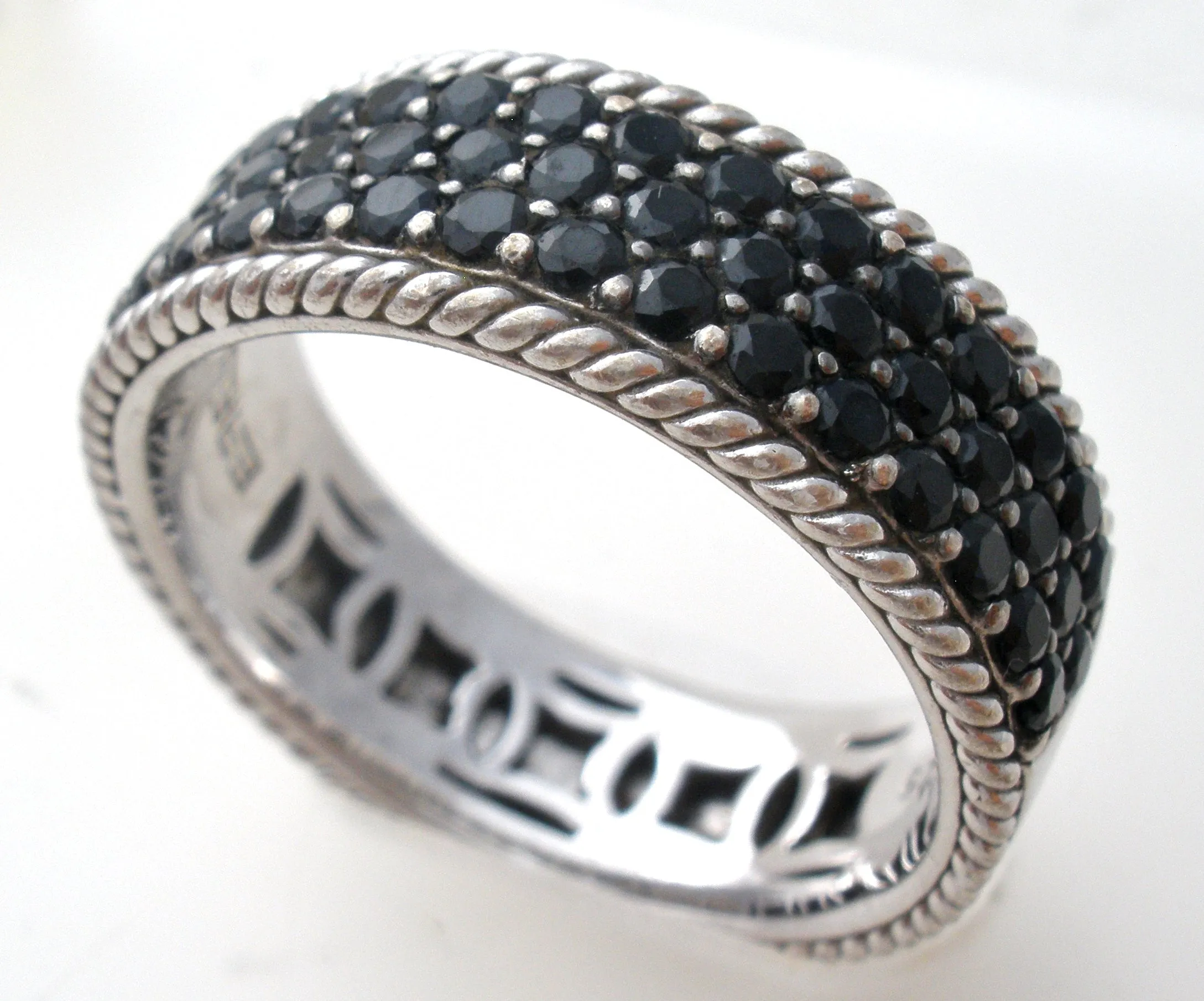 EFFY Black Diamond Ring Size 10.5 Sterling Silver