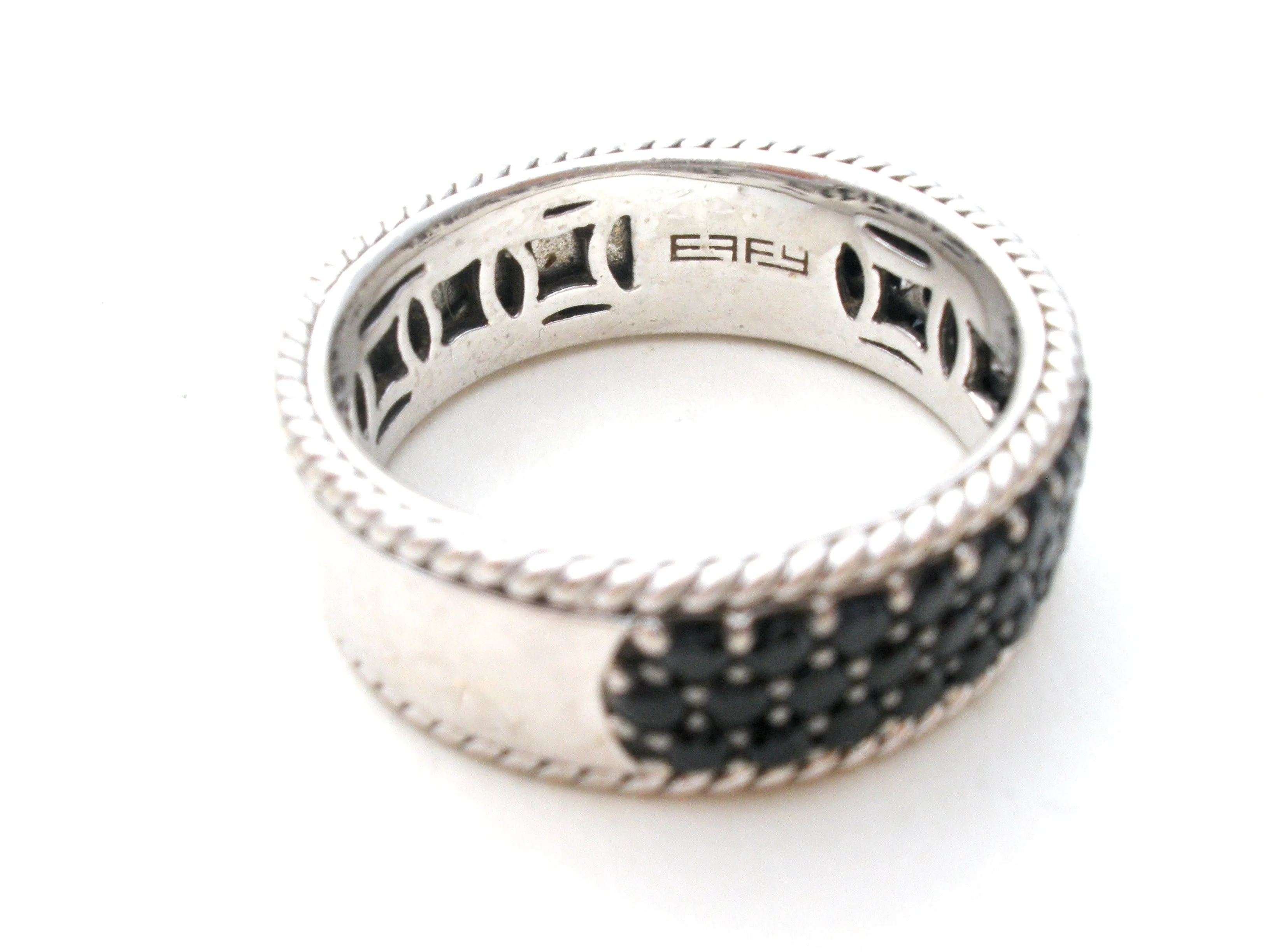 EFFY Black Diamond Ring Size 10.5 Sterling Silver