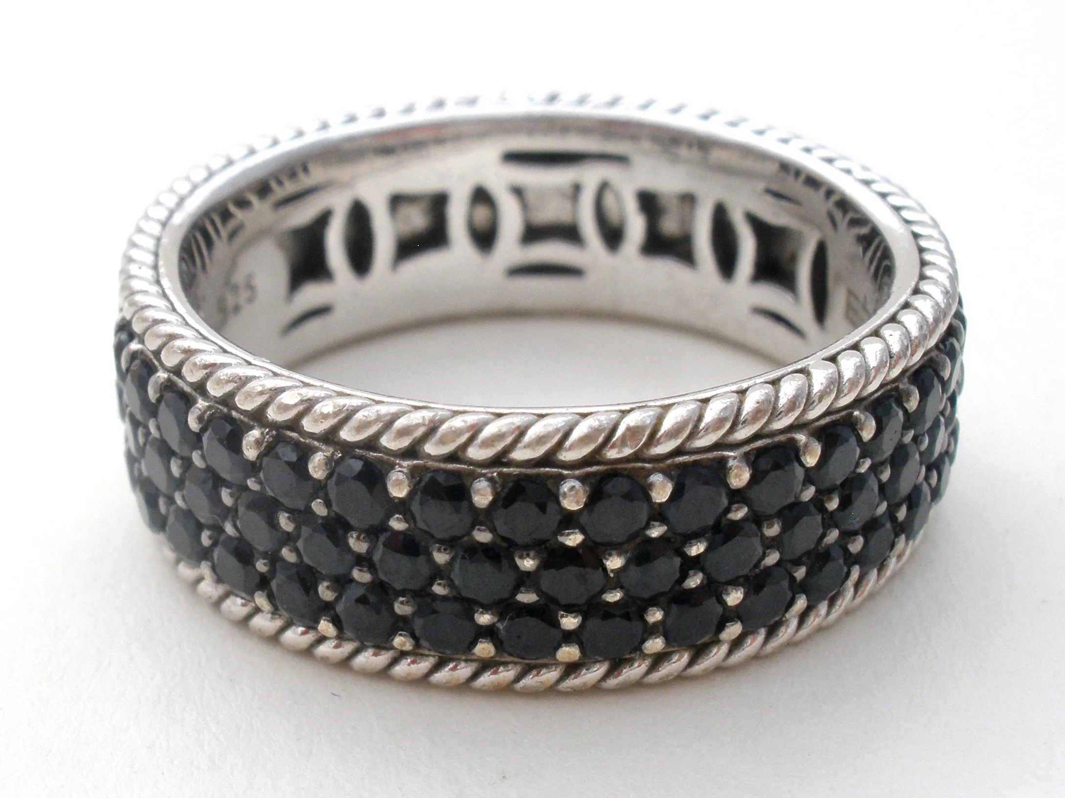 EFFY Black Diamond Ring Size 10.5 Sterling Silver