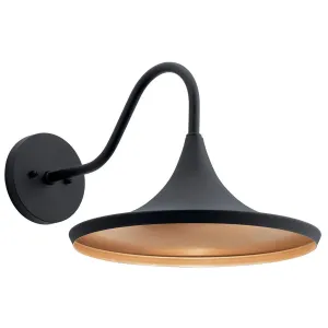 Elias 12 In 1-Light LED Outdoor Wall Light, Black Finish