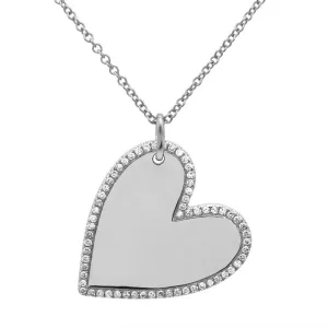 Engraved Slant Heart Pendant