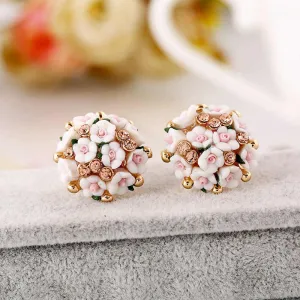 Floral Blossom Earrings for Women | Handmade Resin Earrings with Small Engraved Flowers