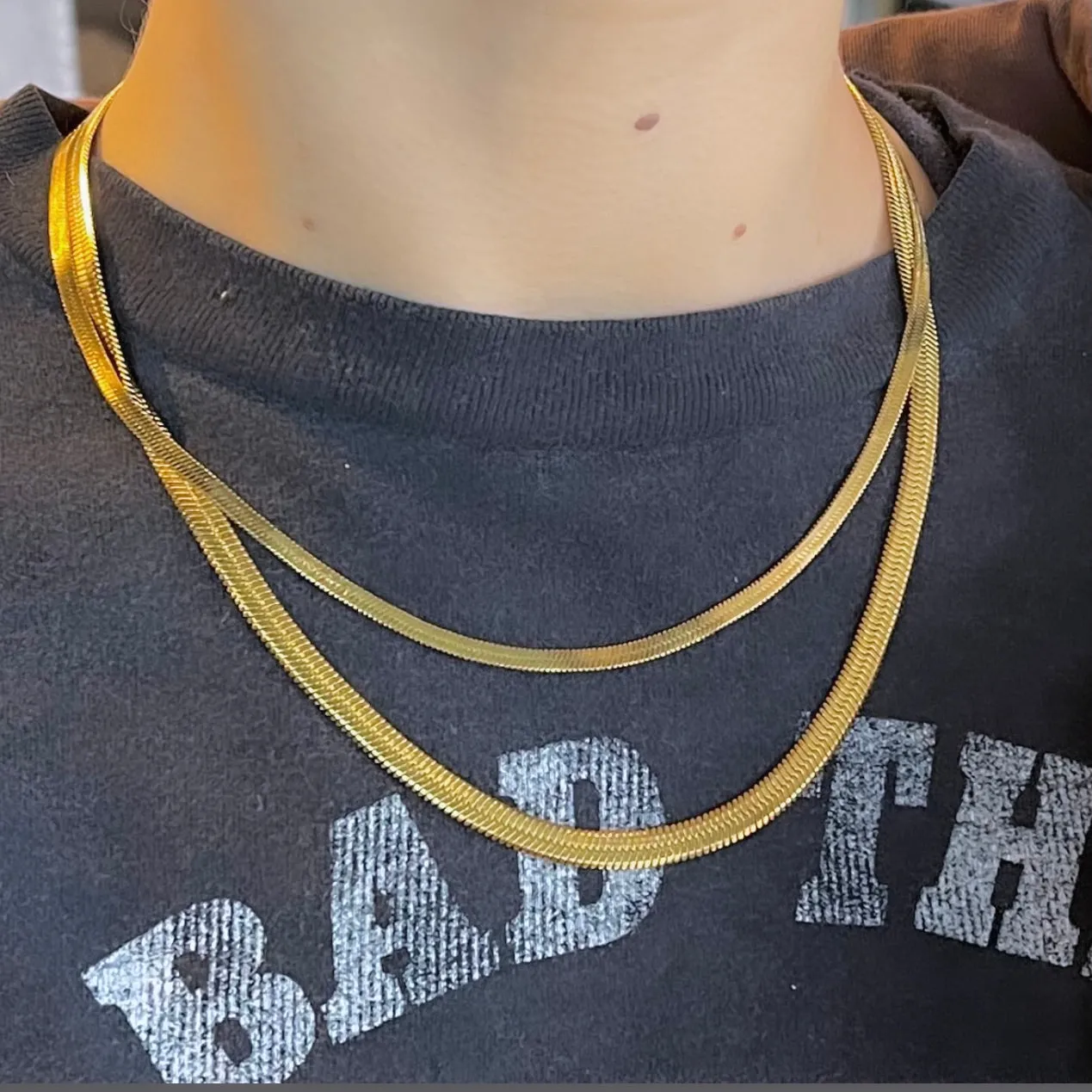 Gold Herringbone Necklaces