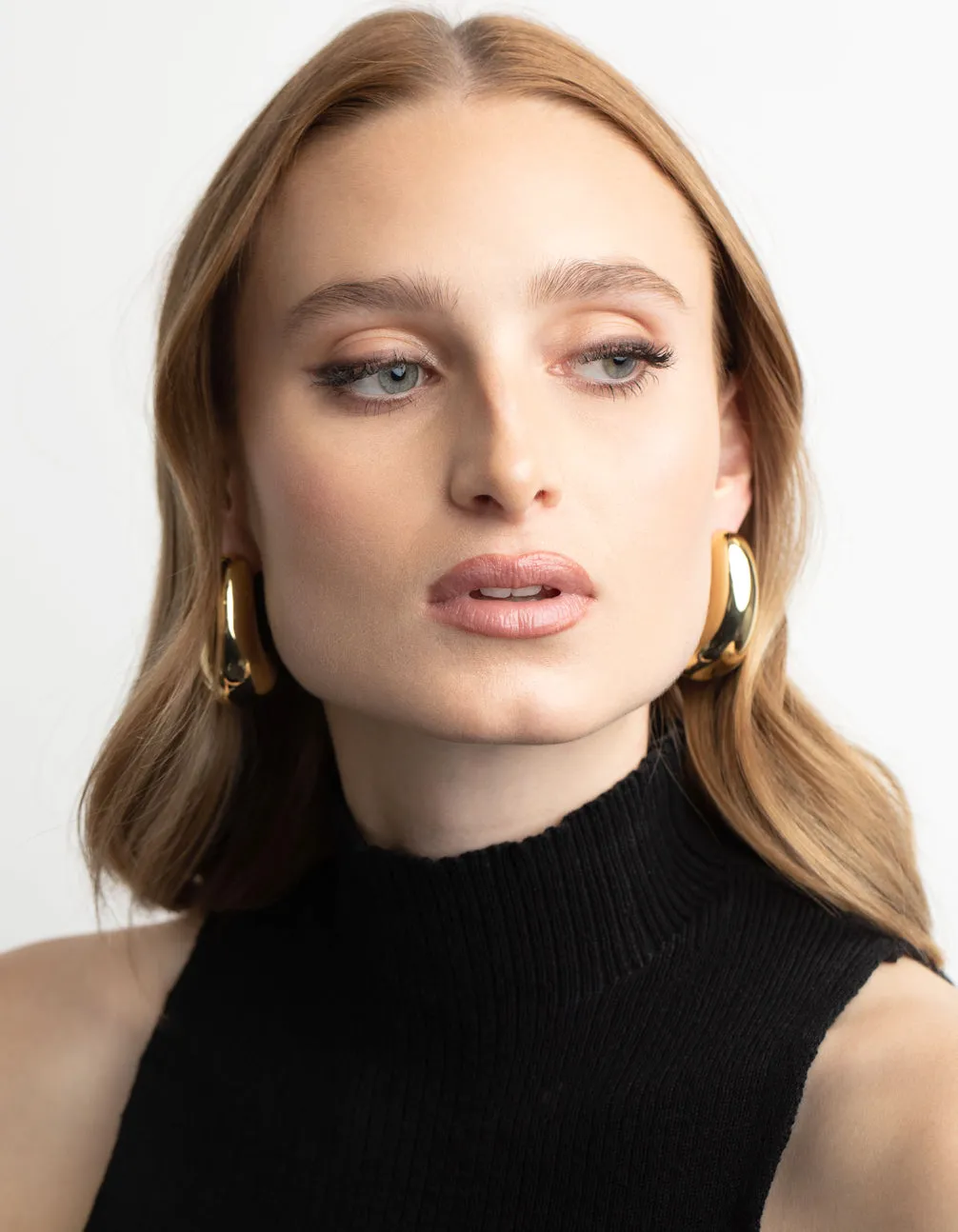 Gold Plated Brass Bold Hoop Earrings