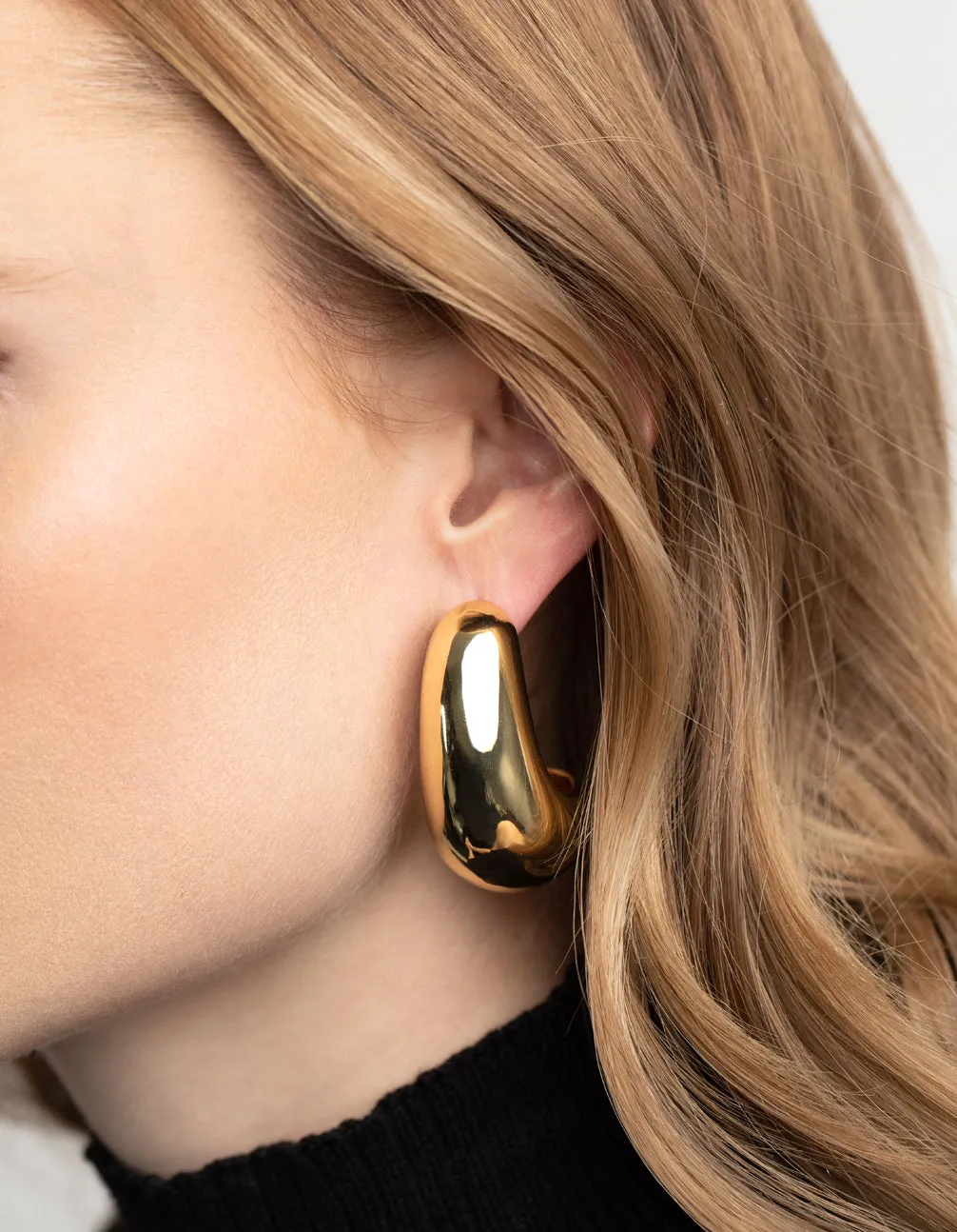 Gold Plated Brass Bold Hoop Earrings