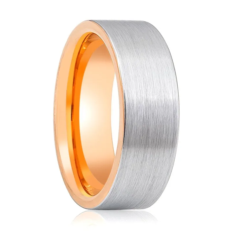 ICON | Tungsten Ring  Pipe Cut Rose Gold