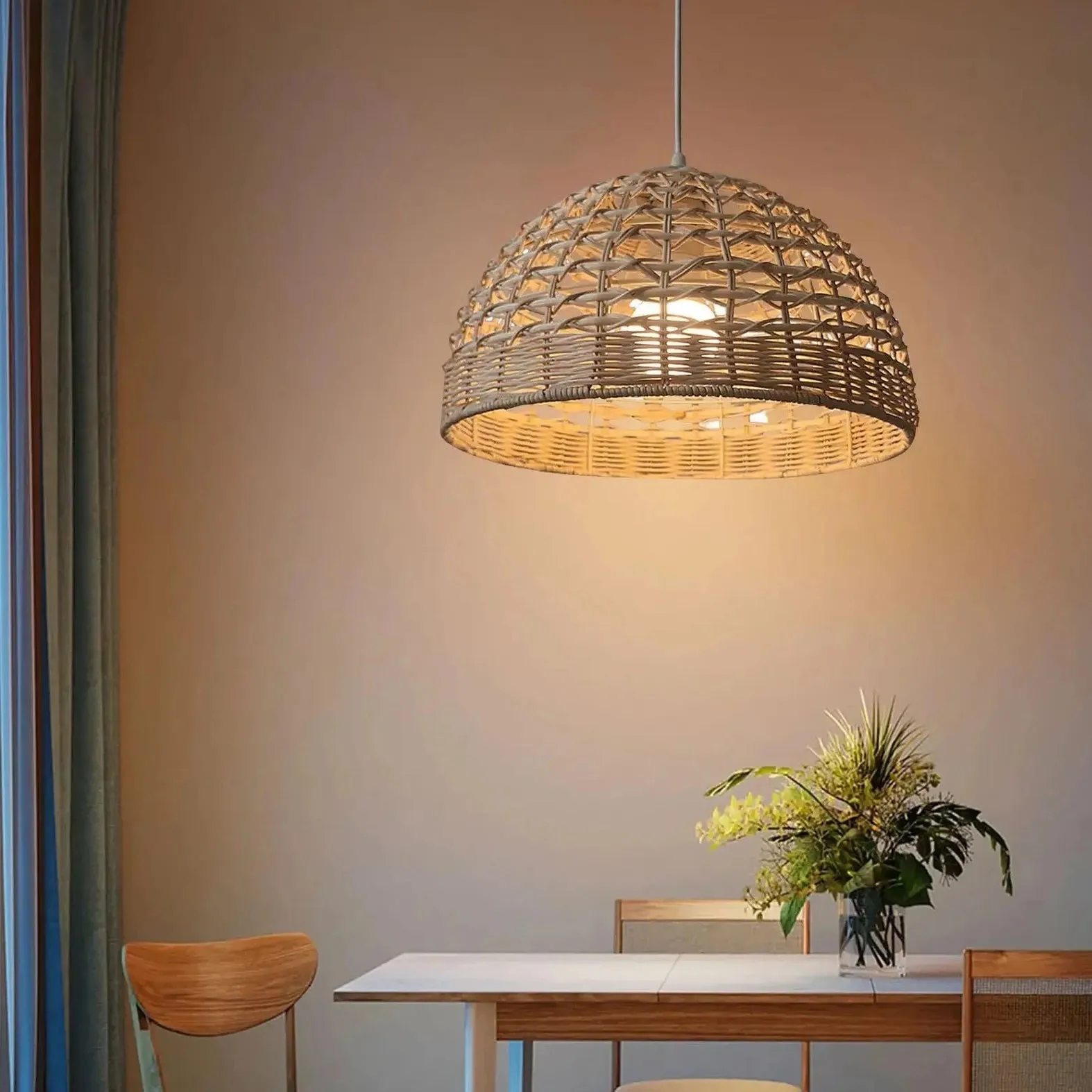 Jarett - Rattan Hanging Dome Pendant Ceiling Light