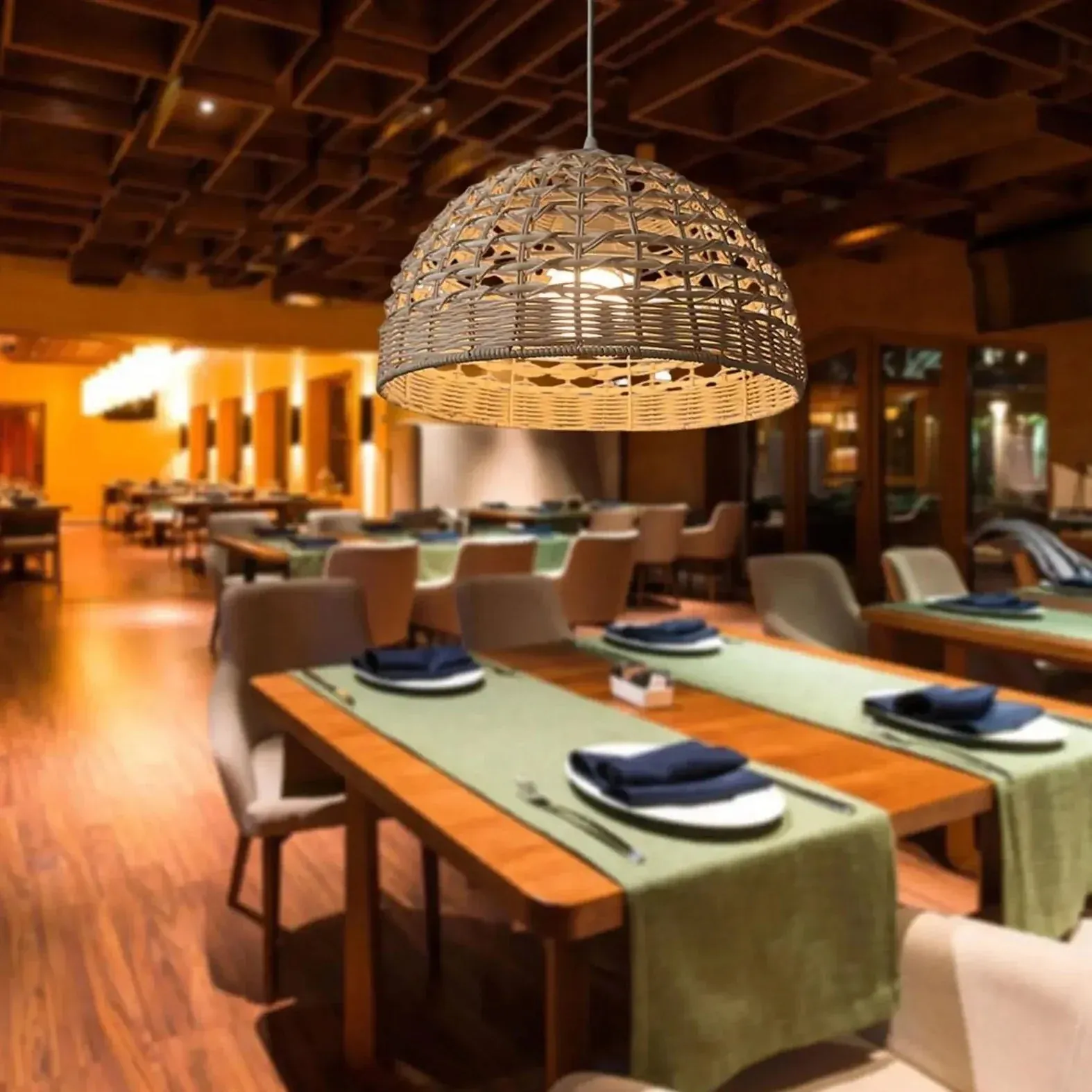 Jarett - Rattan Hanging Dome Pendant Ceiling Light