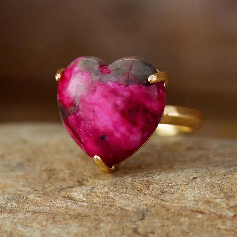 Luxury Gems Stone Heart Ring Collection