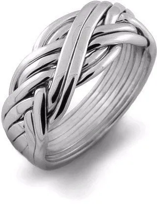 MENS 8 band STERLING SILVER Puzzle Ring MS-8BA