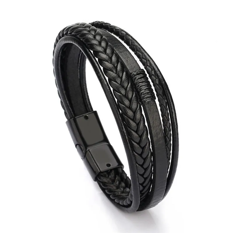 Men's Multilayer Leather Braided Rope Bracelets