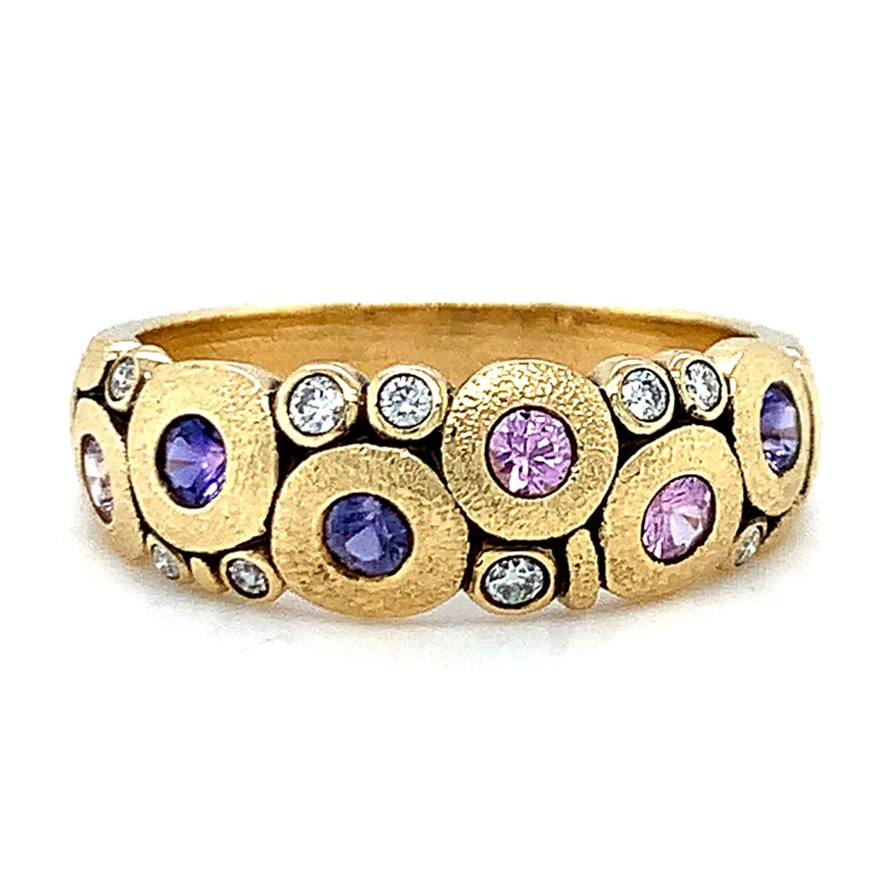 Montana Sapphire & Diamond Domed Ring - "Purple Candy"