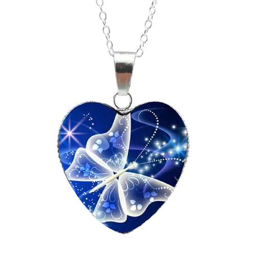 Mysterious Magic Butterfly Heart Necklaces Pendant